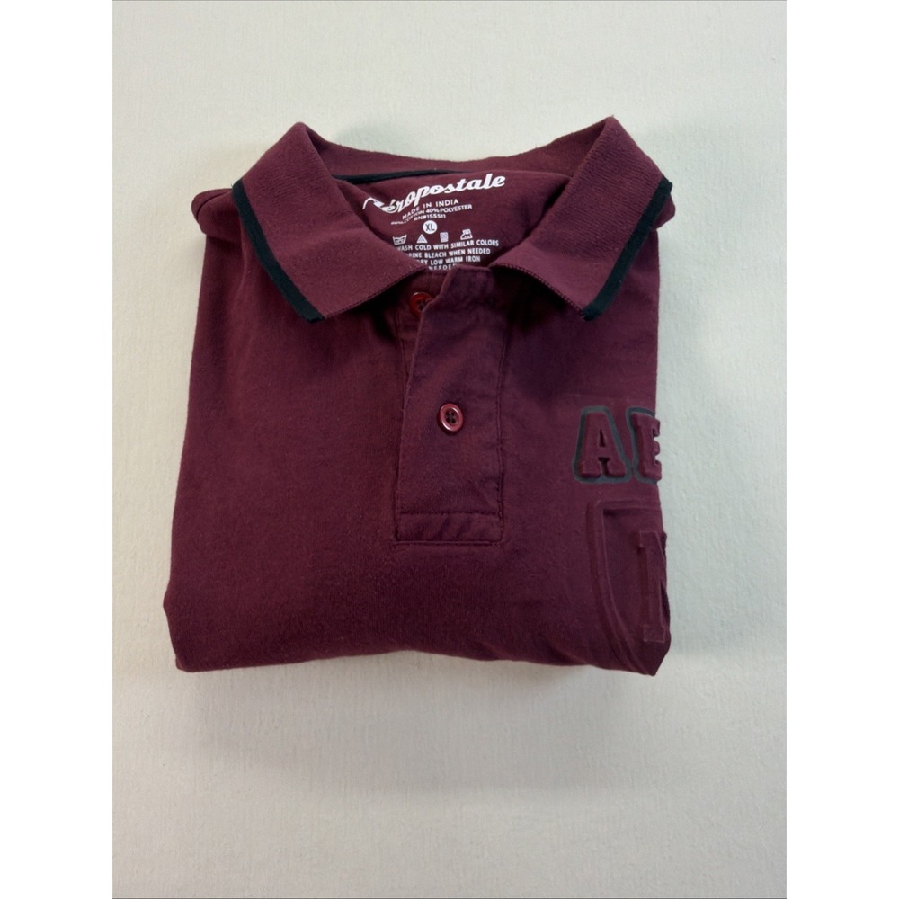 Aeropostale Men's Size XL AERO NYC Maroon Short Sleeve Polo Shirt - Picture 9 of 9